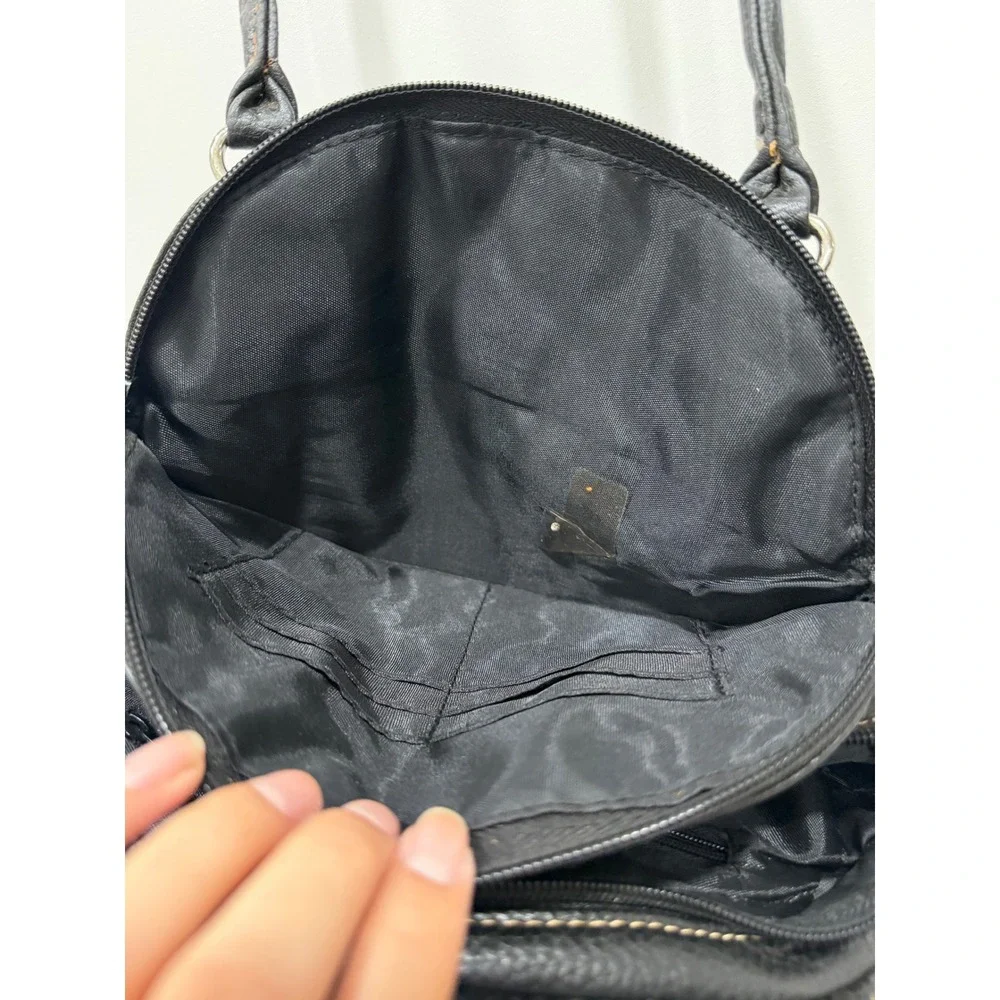 KOLTOV Black Faux Leather Satchel Handbag Shoulder‎ Bag Purse